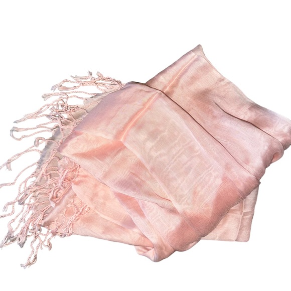 Peachy Pink Satin Scarf - Picture 1 of 12